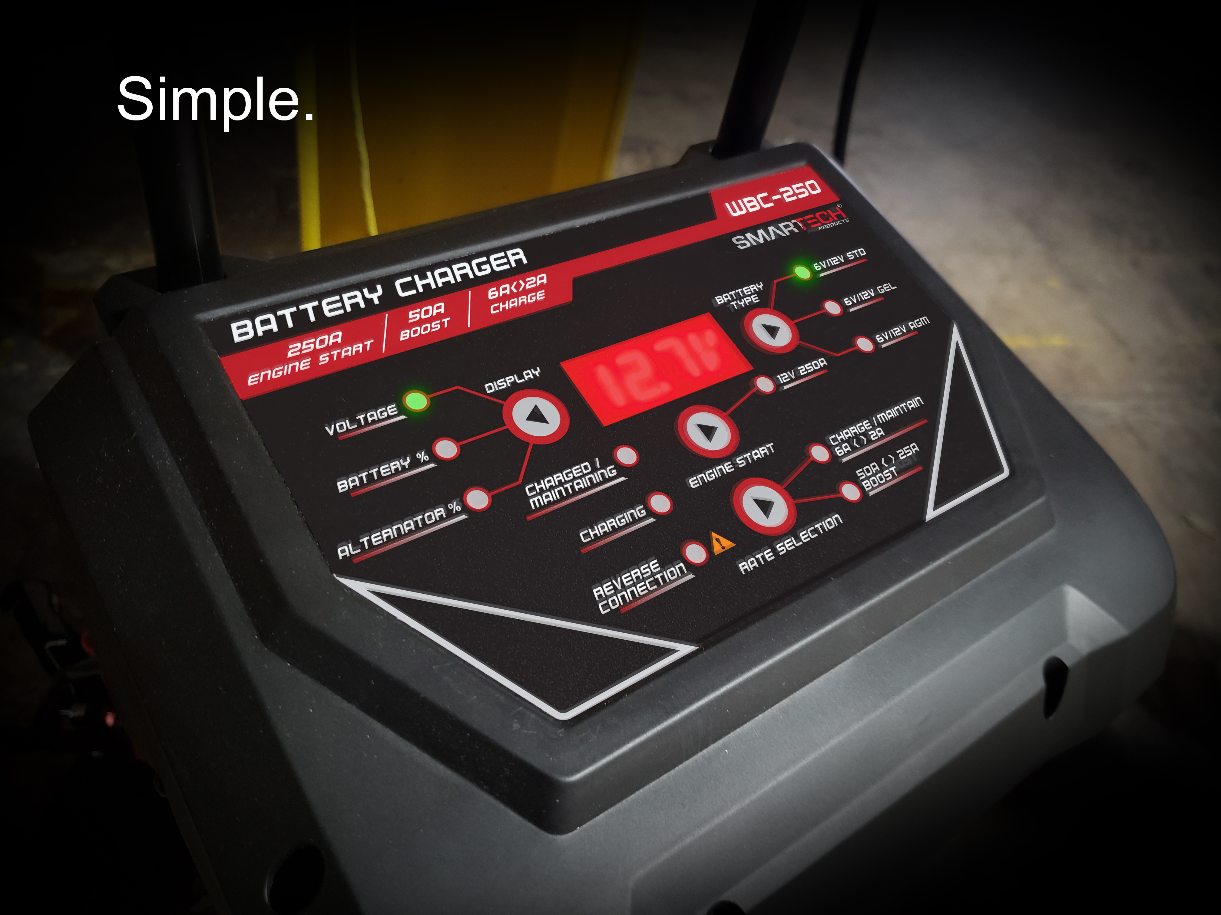Smartech 250 Wheel Charger that is easy to read.